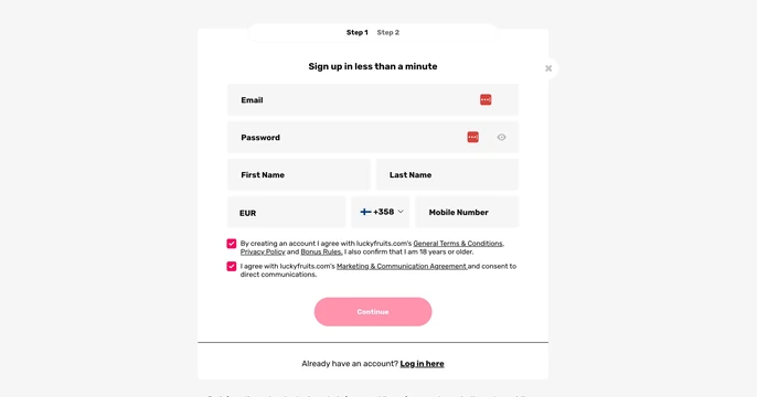 LuckyFruits Casino Login